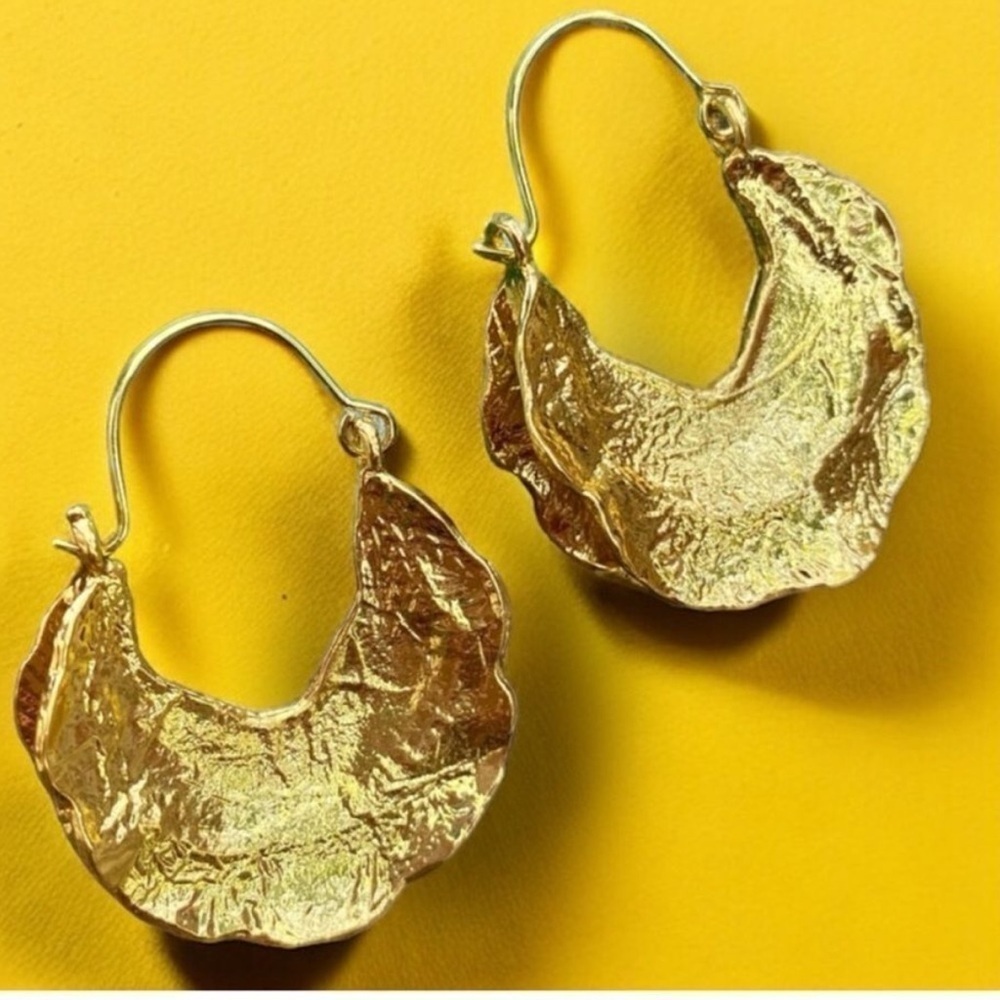 Zara Gold Crescent Hoop Earrings - Picture 9 of 13